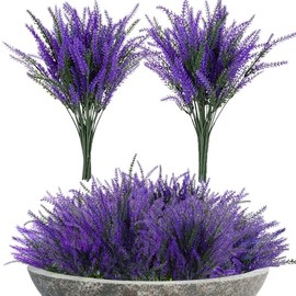 RAINFLOW - Flores artificiales de lavanda – 11 piezas de plantas artificiales de lavanda artificial de plástico morado para el hogar, habitación, ventana, boda, jardín, mesa, jarrón para decoración de