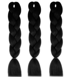 LDMY Black Braiding Hair Extensions 6 Bundles Per Pack, Jumbo Braids, Synthetic Kanekalon, Black Jumbo Braids, Synthetic Wigs for Women, 24 Inches