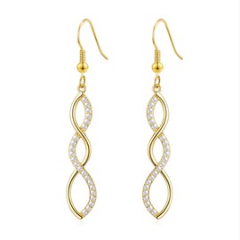 Philip Jones Gold Plated Twist Drop Earrings Created with Zircondia® Crystals
