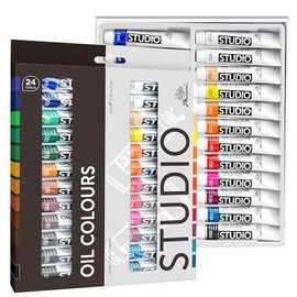 PHOENIX - Juego de pintura al óleo, tubos de 24 x 12 ml, pinturas a base de óleo no tóxicas para manualidades, suministros de pintura al óleo para artistas, adultos y principiantes