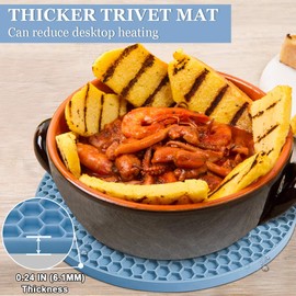 Silicone Trivet Mats - Walfos Heat Resistant Pot Holders Set, 4pcs 2 Sizes 7 Inch & 9 Inch, Multipurpose Non-Slip Hot Pads for Hot Pot, Hot Dishers, Jar Opener, Food Grade & BPA Free (Nordic Blue)