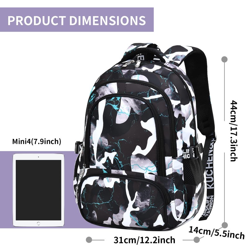 Yvechus Camo Backpack for Kids, Lightweight Camo Backpack Elementary Middle