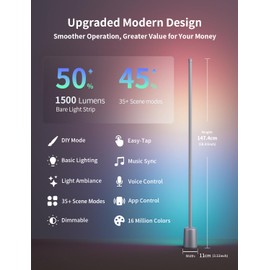 Ailofy Corner Floor Lamp, 1500lm RGBW Corner Lamp Work with Alexa & Google Assistant, 16 Million DIY Colors, Sync with Music, App Control, Modern LED Floor Lamp for Living Room & Bedroom, Silver Grey