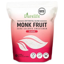 Durelife Monk Fruit Sweetener, 1:1 Sugar Replacement, Keto Diet Friendly, Zero Calorie Sugar Substitute, Packaging May Vary Flavor Natural - Size: 3LB