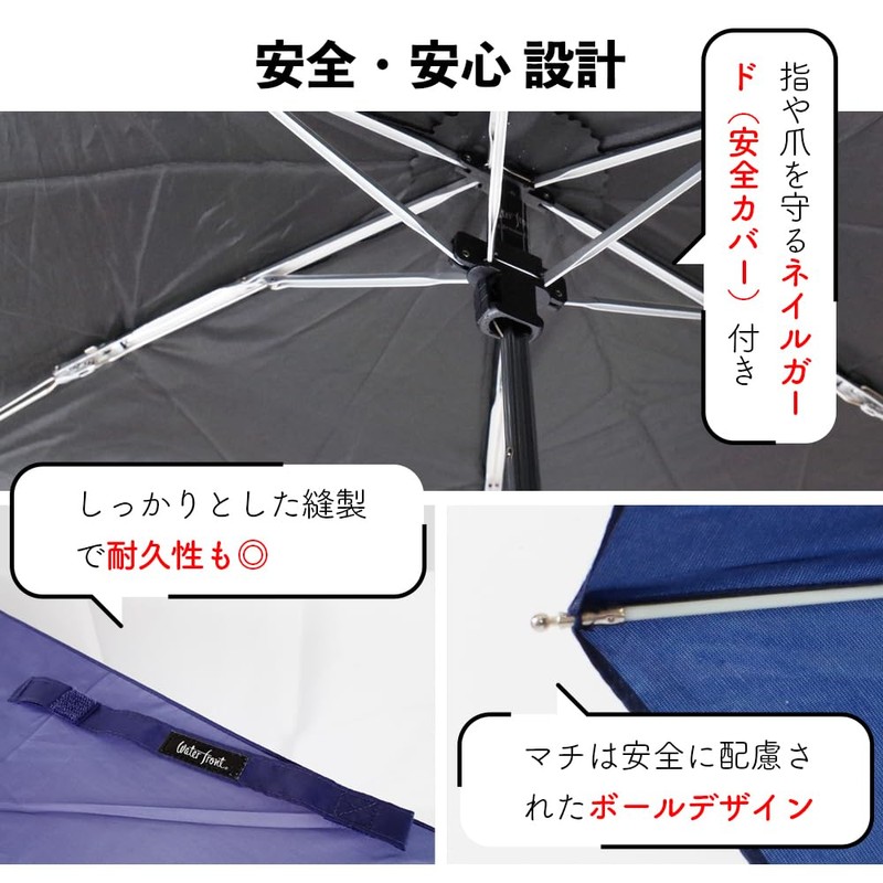 Water Front Ultra Thin Folding Umbrella Poke Flat 50, Black,