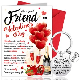 HOWAF Valentines Card for Friend, Valentine's Day Card Friend Valentine's Card Best Friend Valentine Card, Valentines Card for Her Him, Valentines Keyring Friend Keyring Valentines Gifts for Friend