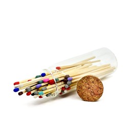 Matches in a Jar | 60+ Matchsticks | Decorative Matchsticks with Strike Pad | Candle Match Holder Long for Fireplace | Match Bottle Cork Closing by Chandler Studio (Mix Colors, 4" Matches)