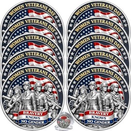 Women Veterans Day Commemorative Coin, Bravery Knows No Gender Military Challenge Coin, Female Service Members Collectible Token, Gift for Veterans (A-10PCS)