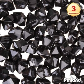 PMLAND Acrylic Ice Rocks Crystals Gems ~550 Pcs 3 lbs Bulk Bag for Vase Filler Table Scatter Party Wedding Arts Crafts Decoration Display Idea -Black