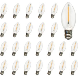 Abeja 25 Pack C9 LED Christmas Light Bulbs, C9 Warm White Replacement Lights Bulbs, 0.6W E17 Intermediate Base C9 Shatterproof LED Bulbs for Christmas String Lights
