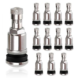YUDAWN Car Tyre Valve 11.3 mm, Pack of 12 Car Valve TR525 Steel Tyre Valve Universal Metal Rim Valves for Tyres of Car Truck Motorcycle Bicycle (Silver)
