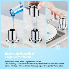 CREA Soap Dispenser for Kitchen Sink, Dish Lotion Dispenser Countertop Soap Dispenser Pump with 39inch Extension Tube Kit, Large Capacity 17 OZ Bottle - Easy Installation