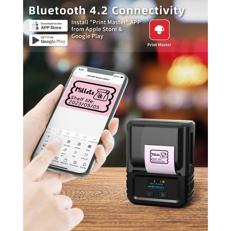 Phomemo M120 Bluetooth Label Printer - Thermal Label Maker Machine