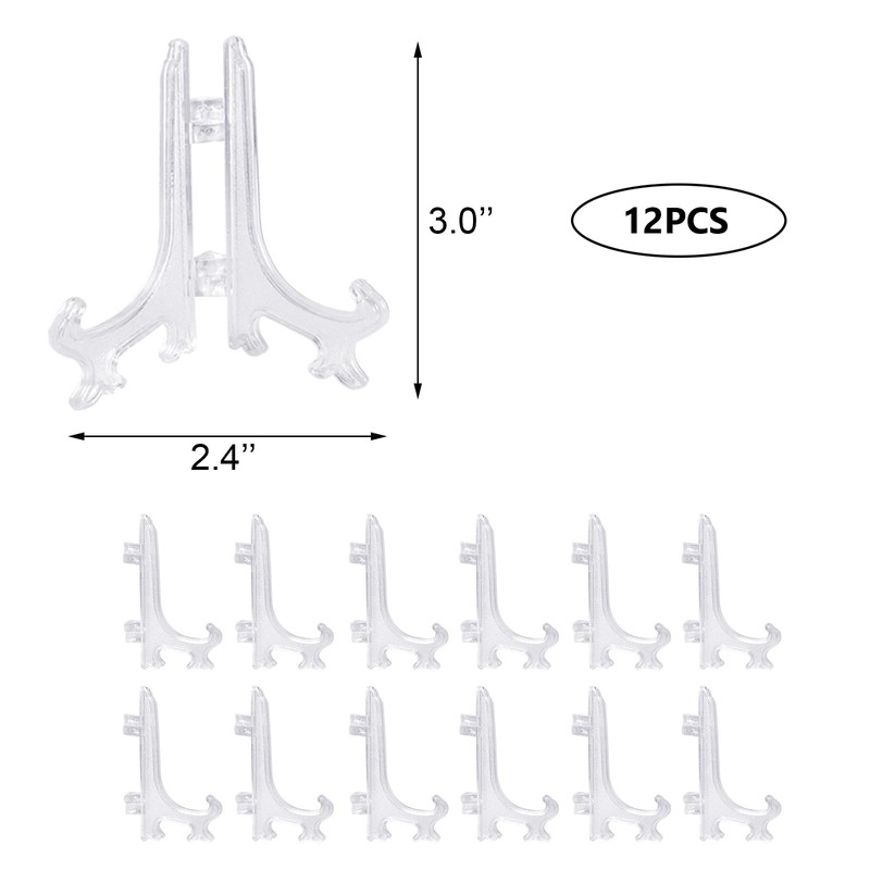 Cretty-Meet 12pcs 3" Mini Clear Plastic Easels, Little Display Stands