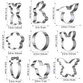 SGERUFZ 9 Stück Ausstechformen Ostern - Hase, Küken, Ei, Häschenkopf Edelstahl Ausstechformen Ostern Set Keksausstecher für Backen Plätzchen Kuchen Desserts