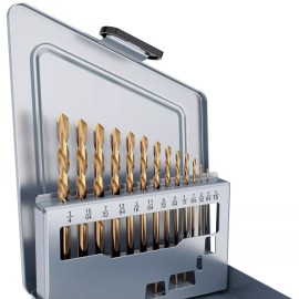 MACXCOIP Cobalt Left Hand Drill Bit Set, 13Pcs M35 High Speed Steel Jobber Length Dril...