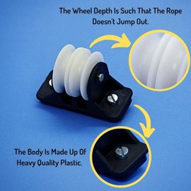 FAPBADRI - Polea individual y doble de PVC para soporte de secado de tela, cuerpo y rueda de PVC, tornillos y tapones de pared incluidos, 1 par