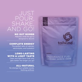 Tailwind Nutrition Tailwind Nutrition Endurance Fuel, Electrolyte & Hydration Sports Drink Mix Powder, Gluten-Free, Vegan, Berry, 30 Servings
