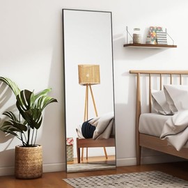 Koonmi Full Length Mirror, 59"x16" Gold, Full Body Mirror, Aluminum Frame, Standing or Leaning Floor Mirror with Stand, Walled Mounted Dressing for Bedroom, Living Room, Dorm Home Decor