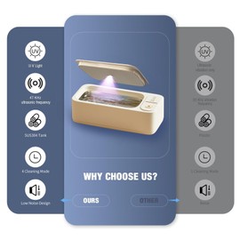 Nkove Ultrasonic Jewelry Cleaner with Retainer-Safe Tray, 4 Timer Modes, 47KHz Ultrasonic Cleaner Machine for Jewelry, Eyeglasses, Necklaces, Retainers, Dentures, Watch Strap (Rimini White）