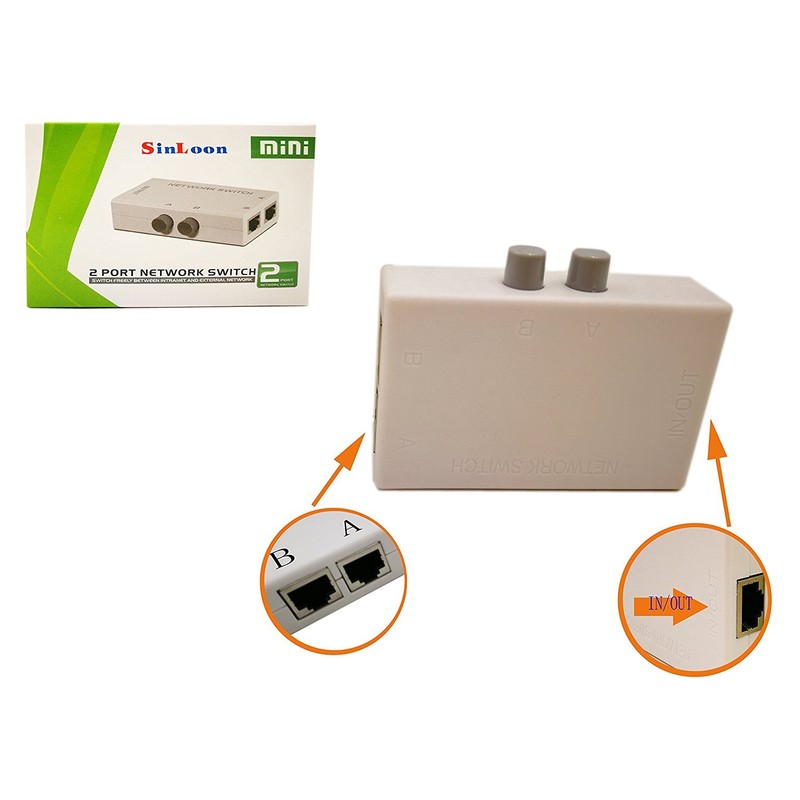 RJ45 Splitter Selector Switch, 2 Ports Network Switch Splitter Selector