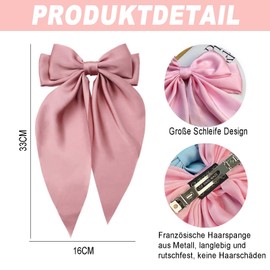 Hair Bow Clips, Pink Bow Hair, Large Bow Plain Hairpin, Silky Satin Hair Bow Women, Long Tail French Hair Clips, Girls Hair Accessories