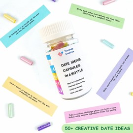 TIUNSALA CREATIVE Date Ideas Message in a Bottle, 50+ Date Night Ideas for Couples, Plastic Bottle with 50 Unique Capsules for Couples, Weddings, Anniversaries