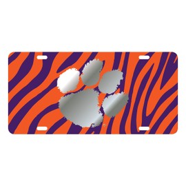 Craftique Clemson Tigers, Laser Cut Zebra License Plate Auto Tag, Made and Shipped in The USA