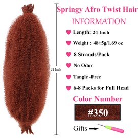 COOKOO Pink Pre-Separated Springy Afro Twist Hair 24 Inch 8 packs Marley Twist Braiding Hair Spring Twist Hair for Soft Butterfly Locs Crochet Hair Synthetic Hair Extensions for Women(24 Inch, 350#)