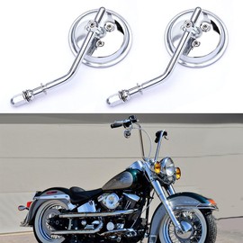 goodfitment M8 M10 Chrome Motorcycle Mirrors,2Pcs Universal Round Shape Rear view Side Mirrors Compatible with Harley Street Glide Softail Sportster and More