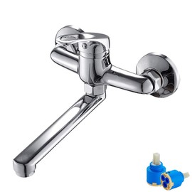 Kitchen Tap Wall Mounted Sink Mixer Tap Kitchen Tap Single Lever Mixer Tap Wall Washbasin Mixer Tap with 360° Rotatable for Kitchen Chrome (type1)