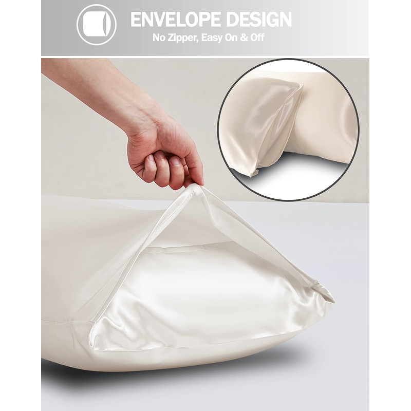 Satin Pillow Cases 2 Pack, GVTECH Pillowcase for Hair and