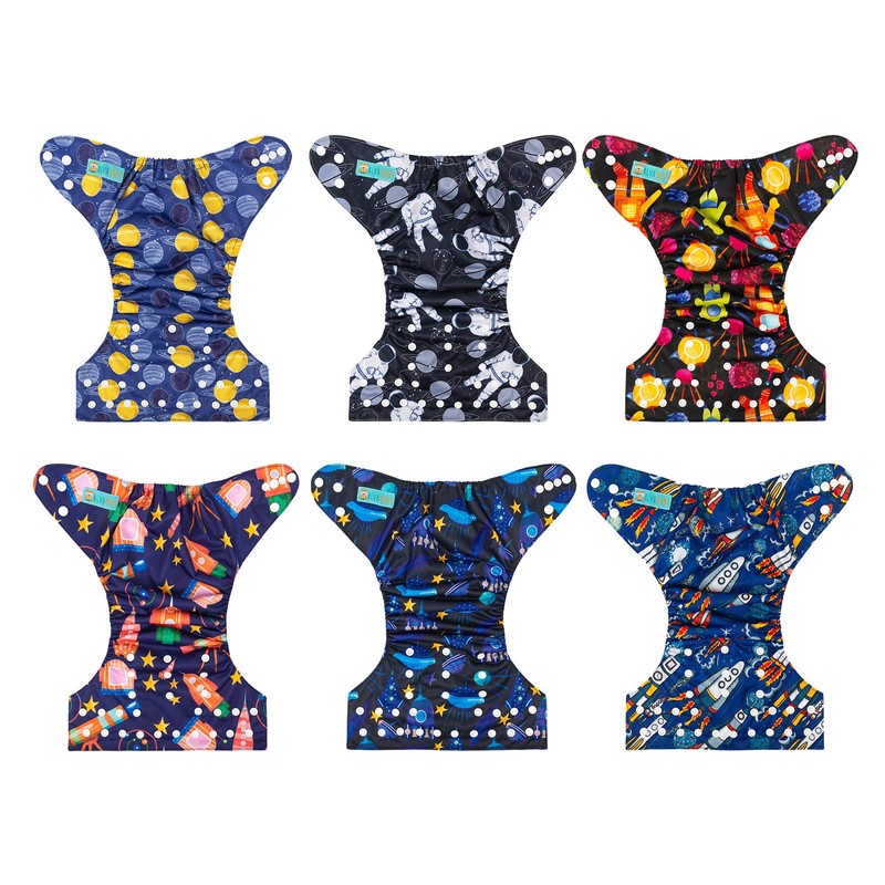 ALVABABY Baby Cloth Diaper 6 Pack with 12 Inserts One