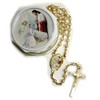 Girls First Holy Communion Pearl Bead Rosary and Case