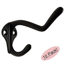 Designers Impressions 57569 Flat Black Light Duty Coat & Hat Hook - 10 Pack