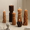 Threlaco 6 Pcs Small Pillar Candles Aesthetic Candle Modern Ribbed
