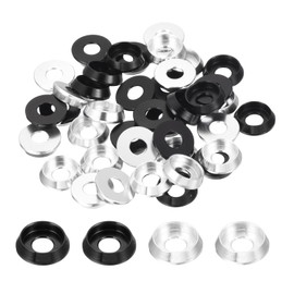 MECCANIXITY M3 Cone Cup Countersunk Washers,Hole Dia 3mm/0.12" Aluminum Gaskets Cup Head Washer Gasket for Screw RC/FPV/PC/Drone/Mechanical Accessories Model Parts,Pack of 40(Black/Silver)