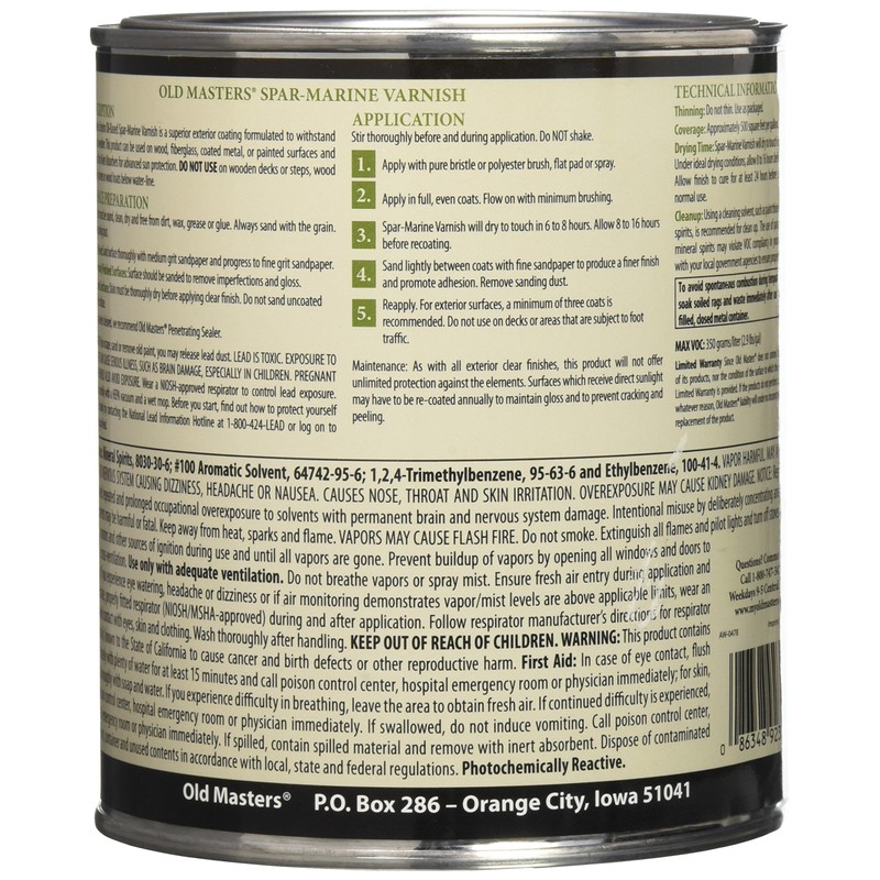 Old Masters 92304 Spar Marine Varnish, Satin