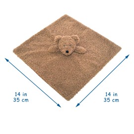 Doindute Baby Dark Brown Teddy Bear Soft Stuffed Animal Security Blanket, Plush Bear Character Lovey Blanket, Baby Shower/Nursery Gift, Newborn Infant Toddler Snuggle Blankie for Boys Girls, 14 Inches
