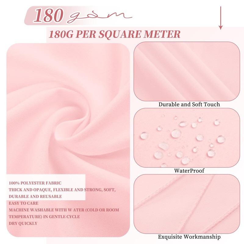 Teruntrue 12 Pack Pink Round Tablecloth 90 inch, Waterproof Pink