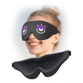 EVA BELLE Sleep Mask Women Men, Comfy Blackout Eye Mask for Deep Sleep, 3D Memory Foam Sleeping Mask, Silk Sleep Eye Cover, Cute Funny Eyeshade Covers, Adjustable Elastic Strap & Soft Breathable