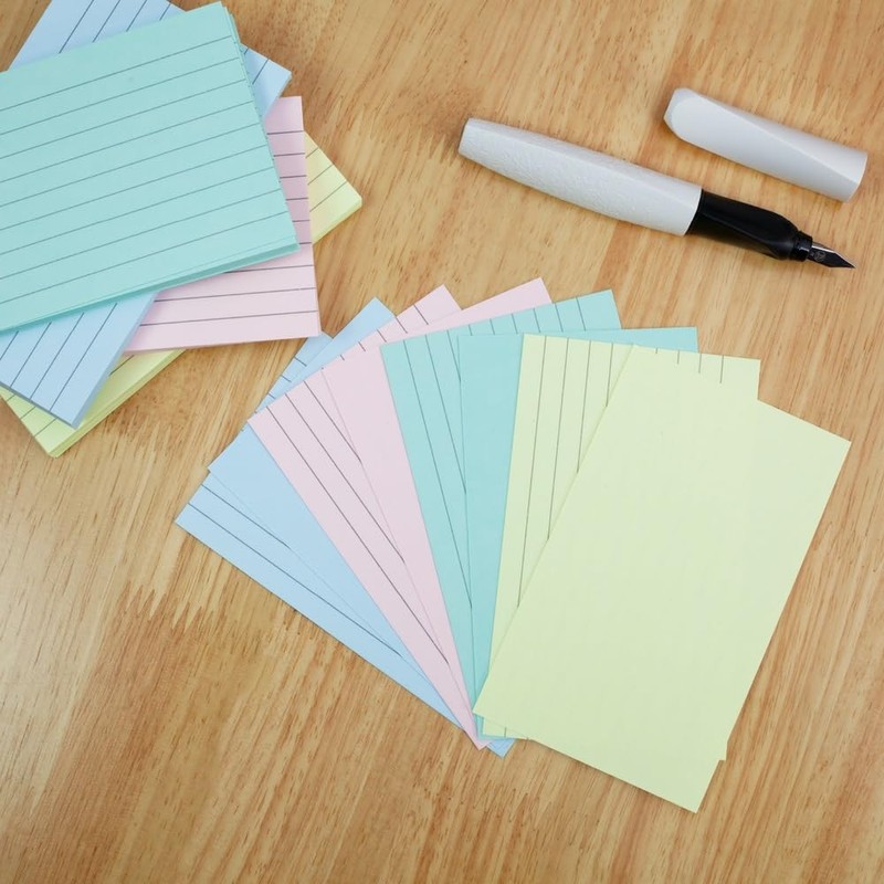 SUMMIT Flash Cards, Lined Revision Cards, Pastel Assorted, 7.5 x