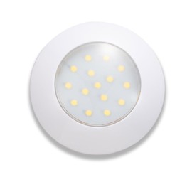 Raycharm 3.7 Inch Round LED Interior Ceiling Dome Light Fixture, 300LM 6000K Cool-White for RV Camper, 12V/24V DC, High Light-Output Low Ampere Draw, Plastic Housing White Finish, 1-Pack