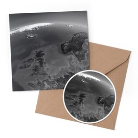 1 x Greeting Card & 10 cm Round Sticker Set - BW - United Kingdom Britain UK Map Europe - Birthday Thank You Friend Lover Fan Mum Dad Kids #43693