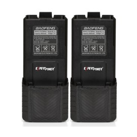 Baofeng 2pcs Original 3800mAh Li-ion Battery High Capacity Big Spare Battery Two Way Radio DM-5R UV-5R UV-5RE Plus BF-F8HP UV-R3 Serie (2, Black)