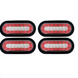 AatSol 6 Inch Oval Led Trailer Lights 4 Pcs Red/White Tail Stop Brake Lights Taillights Waterproof Running Red & White Backup Reverse Lights