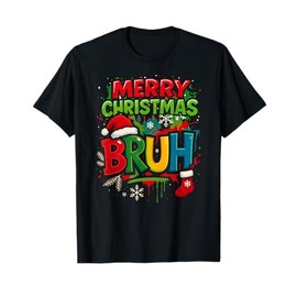Bruh Merry Christmas Santa Hat Xmas Holidays Boys Girls Kids T-Shirt
