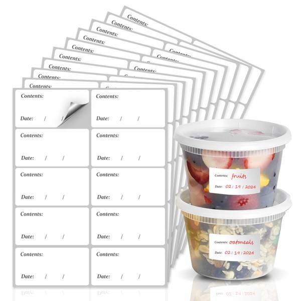 Freezer Labels Stickers - 300 White Sticky Labels (6x3 cm)