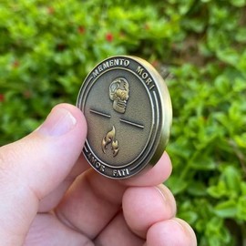 Stoic Challenge Coin: The Cardinal Virtues, Memento Mori, Amor Fati