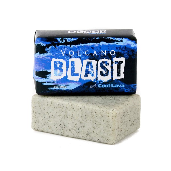 Bali Soap Volcano Blast - Cool Exfoliating Bar Soap - Natural Glycerin Soap - Cleans Dirty, Greasy Hands - Volcanic Sand Scrub - Moisturizing Oils - Phthalate, Sulfate, & Paraben-Free - Single 7oz Bar